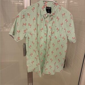 Green and Red Floral Casual Button Down Shirt